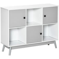 SIDEBOARD Weiß-Grau, 3 Türen, 3 offene Fächer, 96/30/75 cm - Grau, Holz (96/75/30cm) - PANGIVO