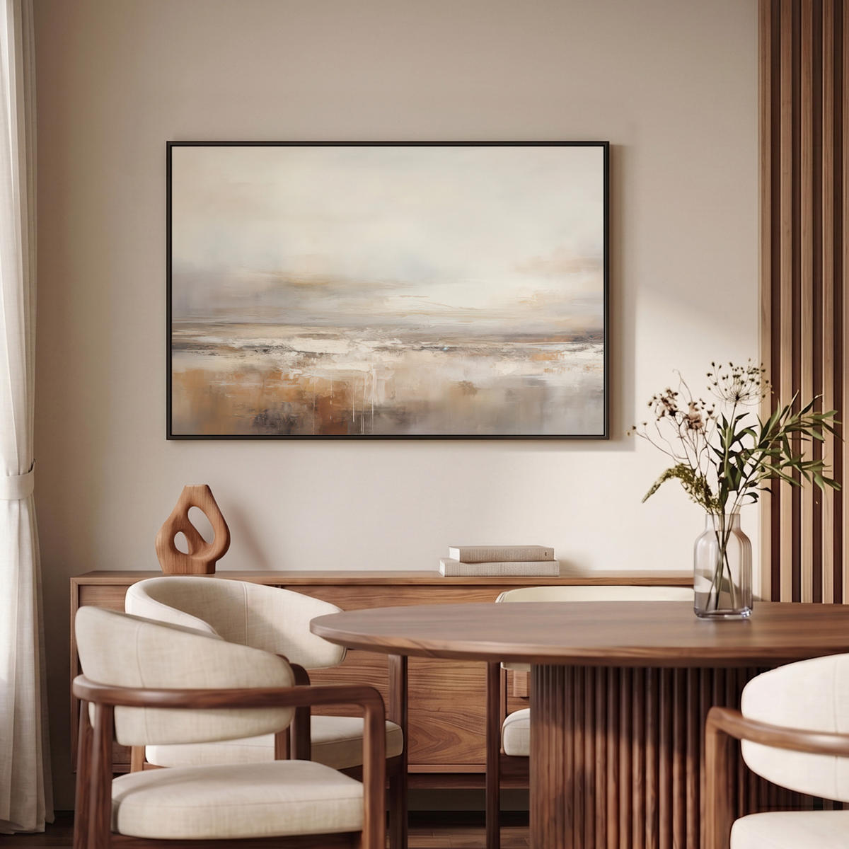 LEINWAND Bilder mit Rahmen - Kunst - Industriell - Grau - Braun - Abstrakt - 90x60 - Sandfarben, Textil (90/60cm) - MuchoWow