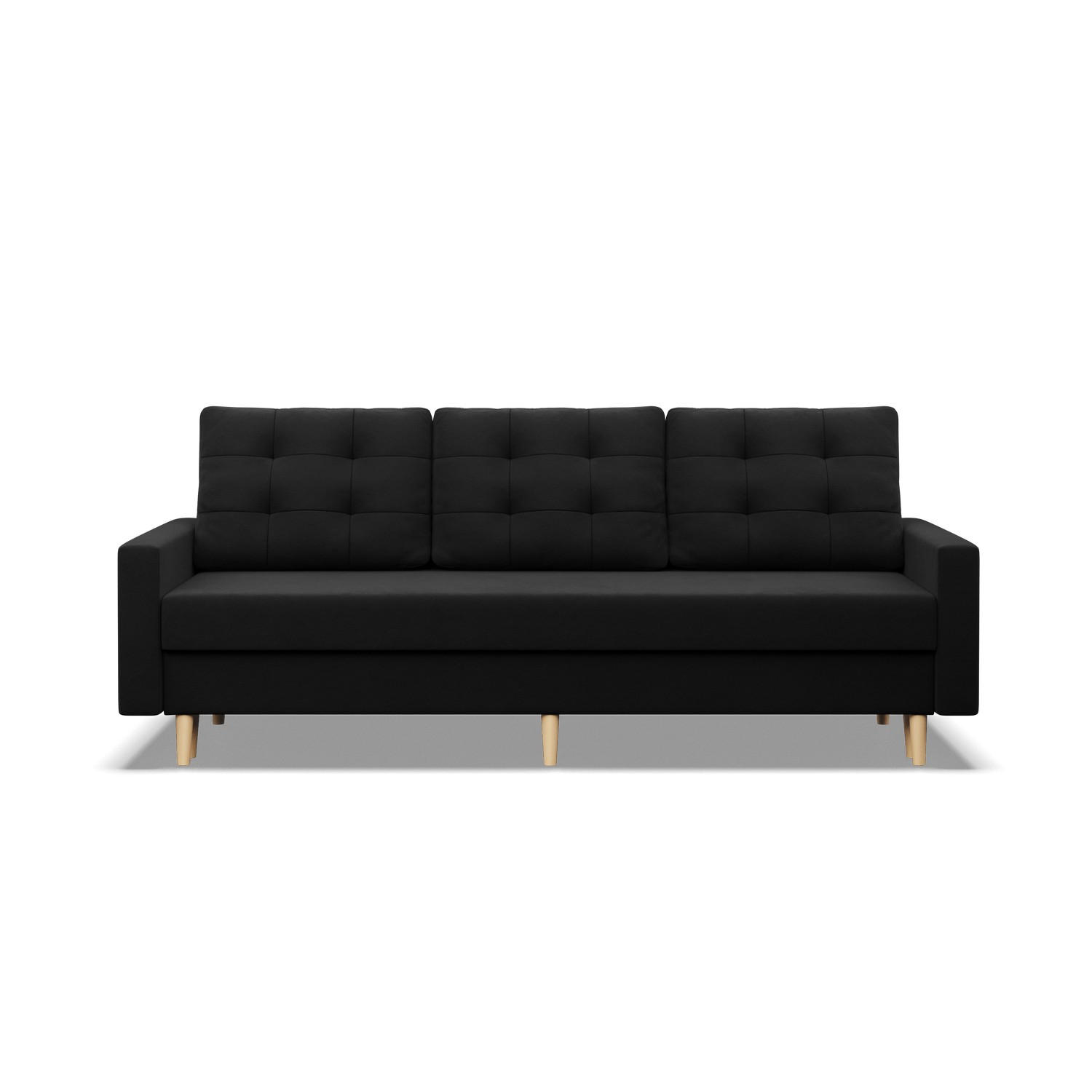 SOFA 3-SITZER MIT SCHLAFFUNKTION BLANK, Schwarz - Schwarz, Textil (212/88/92cm) - Mebligo