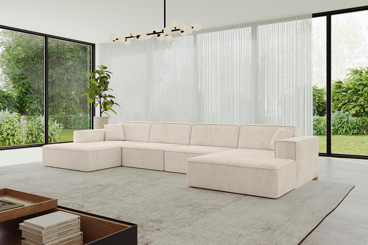 WOHNLANDSCHAFT IREA-U2-v4 - 388x171x79 cm Beige - Beige, Holzwerkstoff/Textil (388/79/171cm) - ALTDECOR