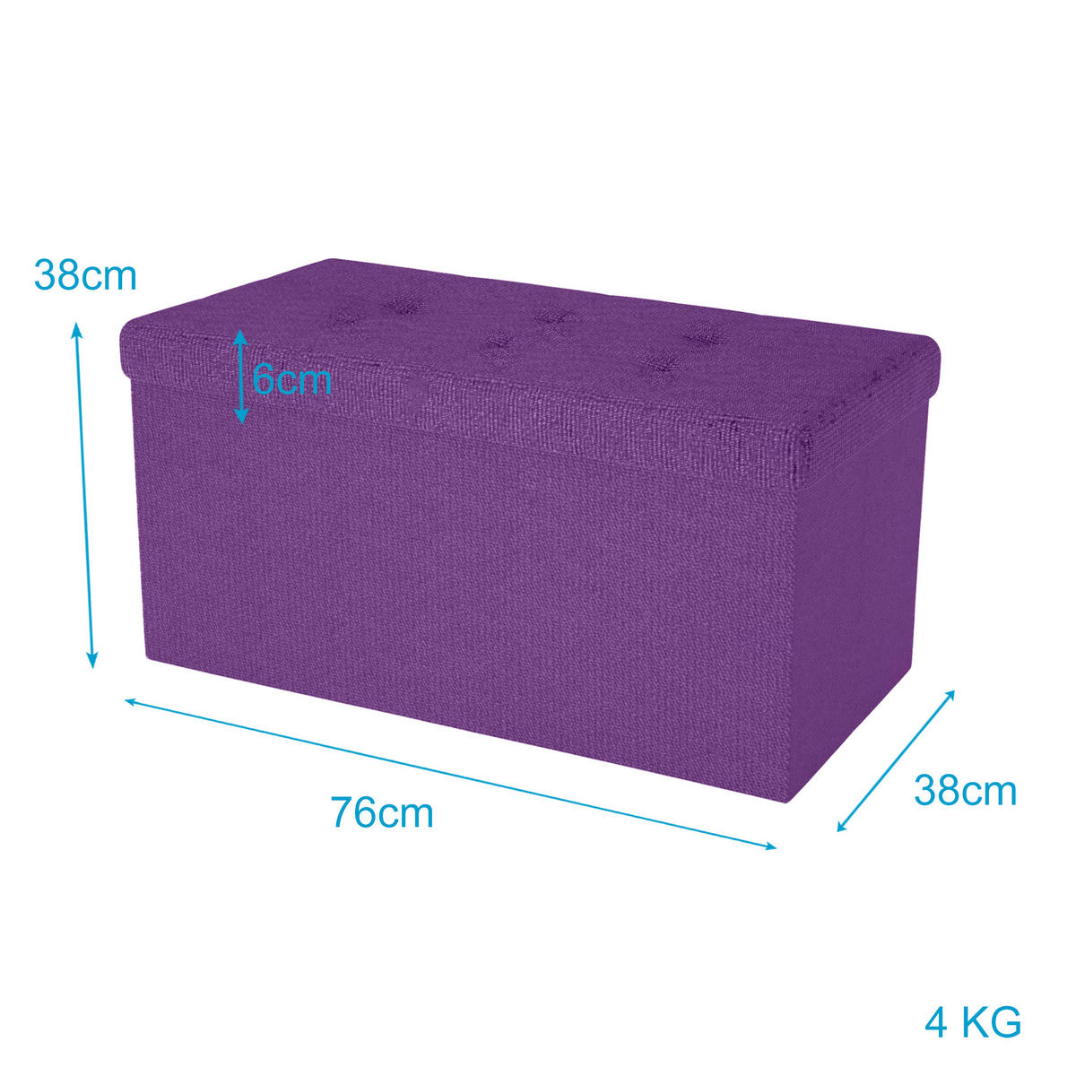 SITZTRUHE Faltbar 76/38/38 cm (Lila) - Lila, Textil (38/38/76cm) - Intirilife