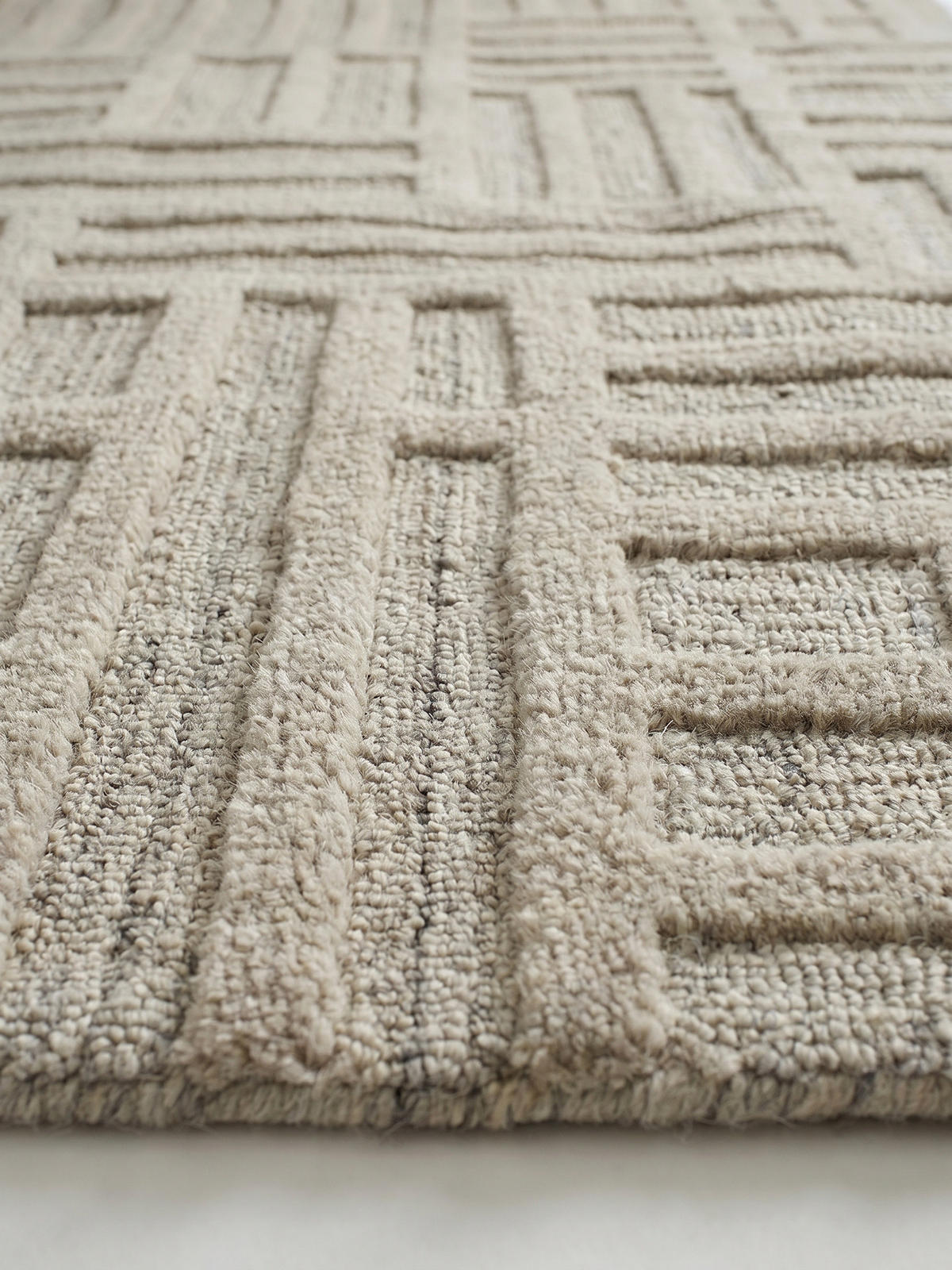 TEPPICH aus Wolle EDALE in Natur, abstrakt, Florhöhe 6 mm, 80 x 300 cm - Beige, Textil (80/300cm) - KADIMA DESIGN