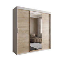 SCHIEBETÜRENSCHRANK OTARIO, 3-türig Kleiderschrank mit 1 Spiegel, Moderne Garderobe, Schrank in Größe: 180 x 205 x 60 cm - Braun/Weiß, Holzwerkstoff (180/205/60cm) - O-Sofa