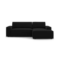 ECKSOFA ausklappbar rechts mit Container Jodie aus Samt schwarz 3 Sitzplätze - Schwarz, Textil (151/246cm) - Micadoni
