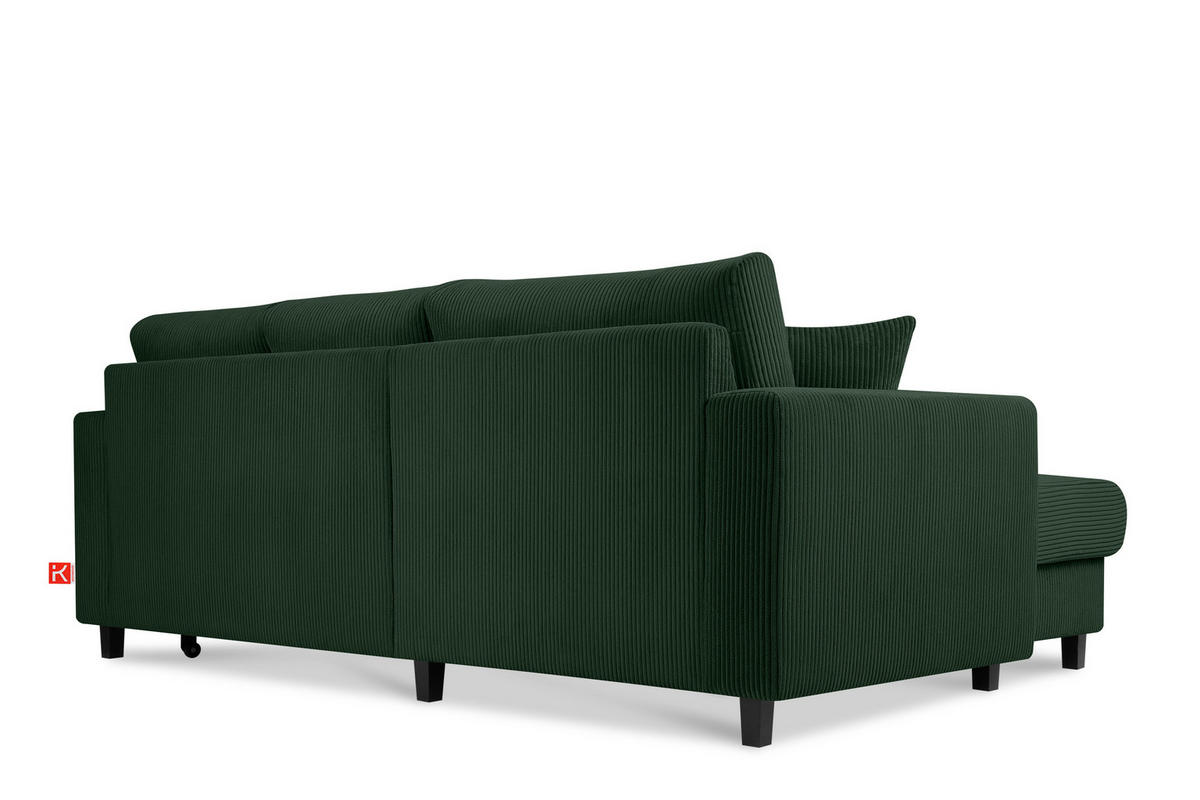 ECKSCHLAFSOFA EGRET Links mit Bettkasten, Cord-Stoff, dunkelgrün - Dunkelgrün, Textil (234/90cm) - KONSIMO®