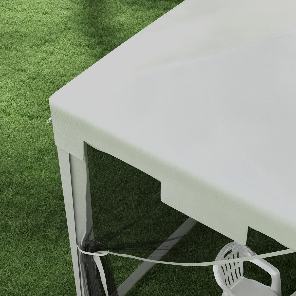 PAVILLON 4x3 m Netz weiß - Weiß, Metall (395/255/295cm) - Fortuna Lai