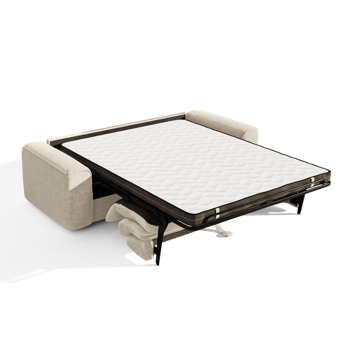 SCHLAFSOFA Express COMO Bouclé-Stoff Creme 236cm - Creme, Textil (236/78/100cm) - Premium Interiors