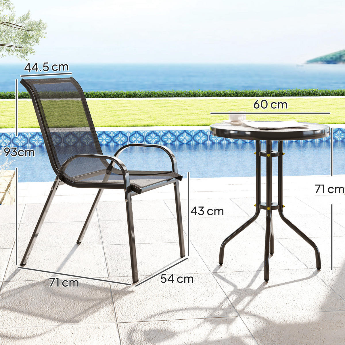 GARTEN-BEISTELLTISCHSET Schwarz 3 Stück - Schwarz, Naturmaterialien (60/60/71cm) - GiPP