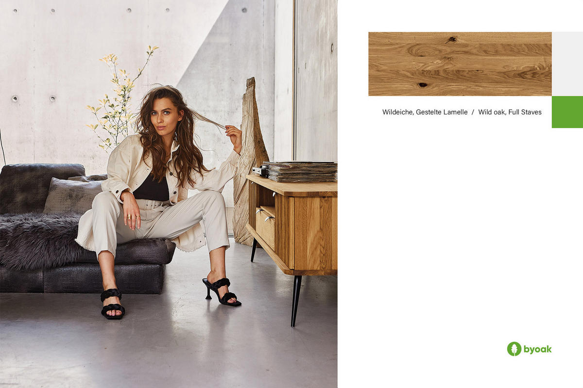 LOWBOARD LINA Wildeiche - Wildeiche, Holz (180/57/46cm) - byoak