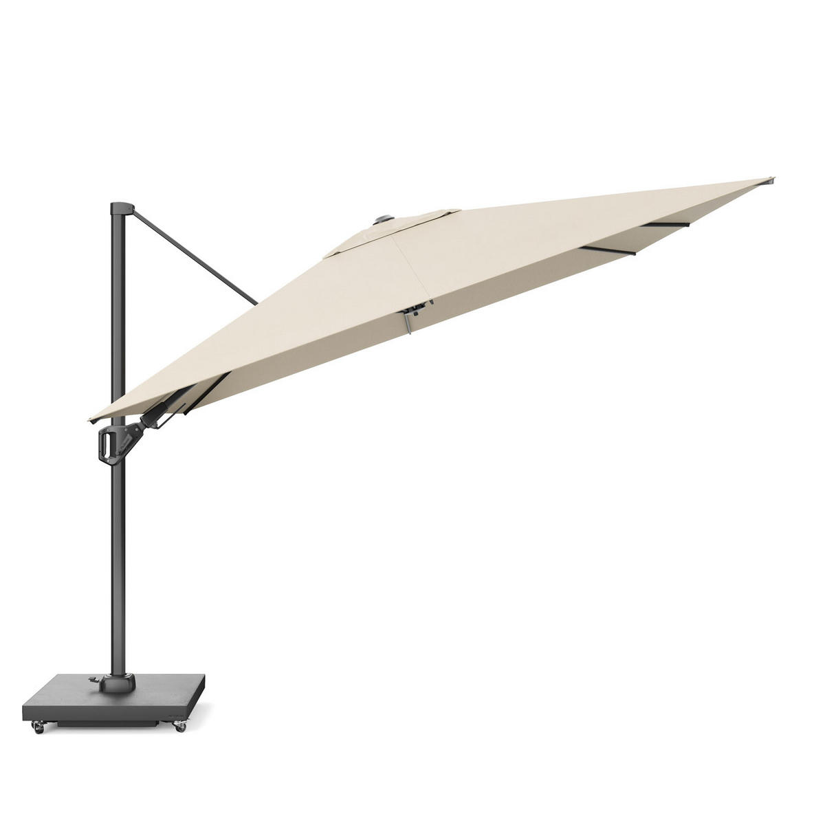 AMPELSCHIRM quadratisch 3 x 3 m Challenger T² Premium 360° kippbar natur/anthrazit - Creme, Metall (300/300cm) - Platinum