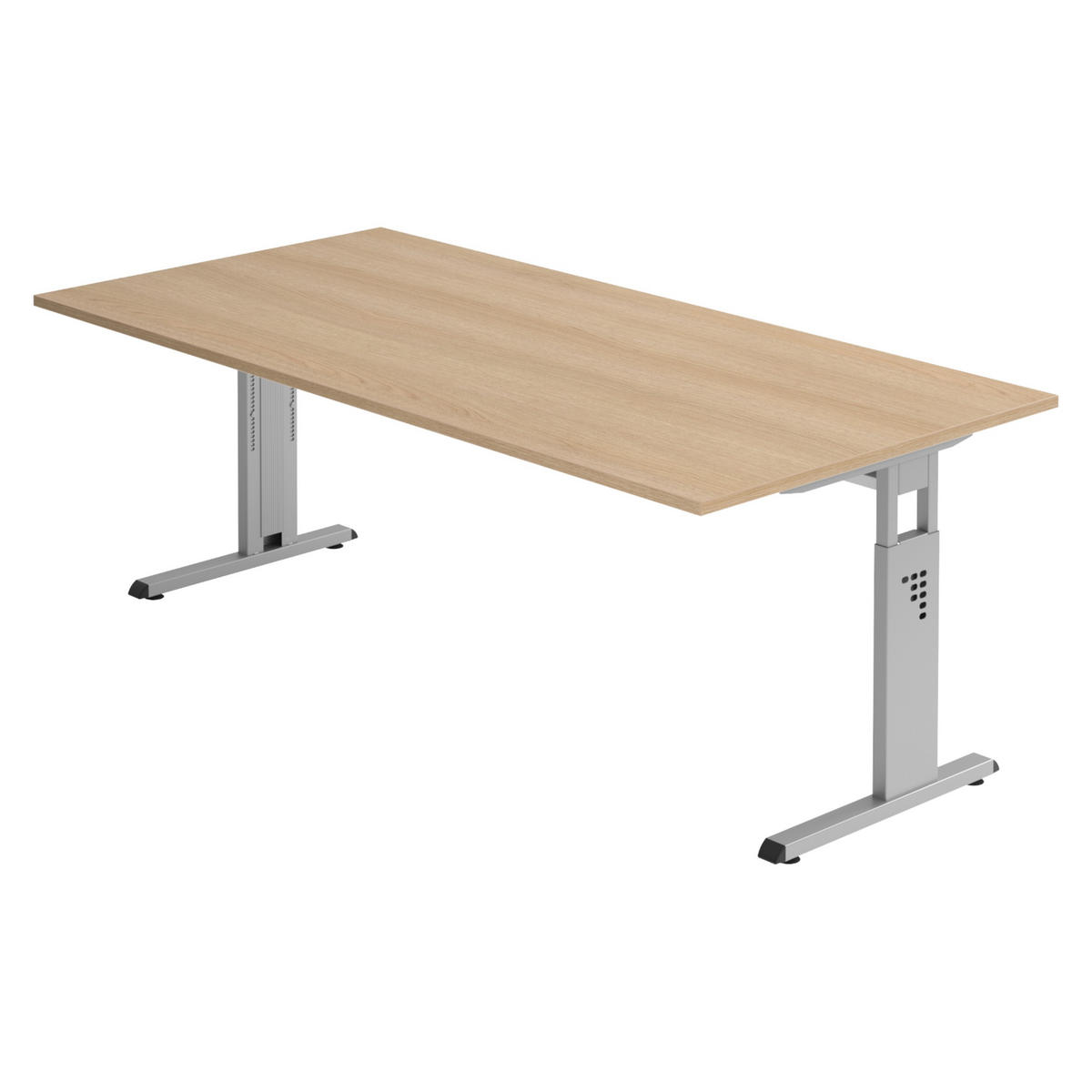 SCHREIBTISCH Serie-O 100/200/74 cm in Eichefarben/Silberfarben - Eichefarben/Silberfarben, Holzwerkstoff (100/200/74cm) - bümö