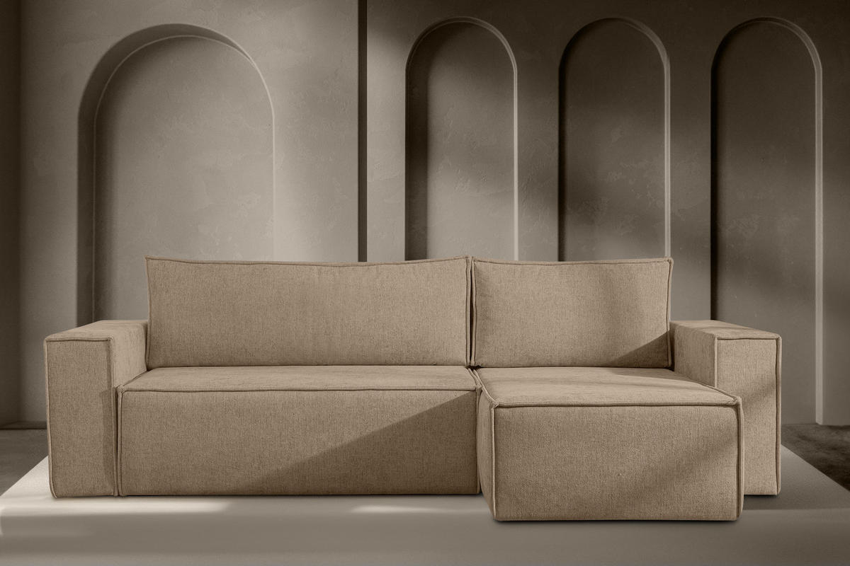 ECKSOFA-LINKS/RECHTS NAPI II mit Schlaffunktion, hellbraun - Hellbraun, Textil (262/148cm) - KONSIMO®