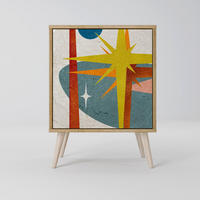 SIDEBOARD INTERSTELLAR VIBES, Eichefarben, 57,5x42x77,5 cm, Schräge Buchenholzfüße - Eichefarben/Buchefarben, Holzwerkstoff/Buchenholz (57.5/77.5/42cm) - SpaceRebels
