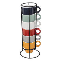 STÄNDER mit 6 Tassen Colorama Mehrfarben 64 ml 8,9/7/22,8 cm - Multicolor, Keramik (0.064L) - Secret de Gourmet