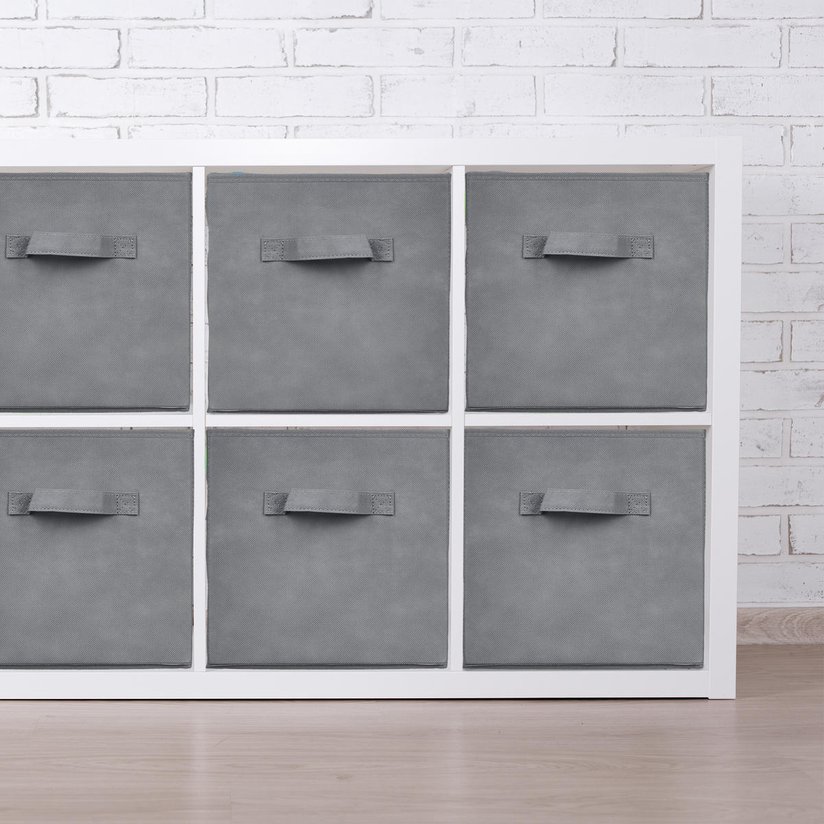 6XŠKATLA za shranjevanje - siva, umetna masa/valovita lepenka (28/26.5/28cm) - Relaxdays