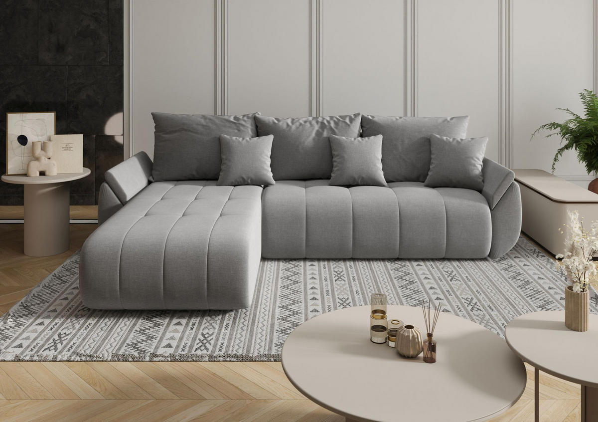 ECKSOFA mit Schlaffunktion TOKYO L Wind 90 - Dunkelgrau, Textil (280/185cm) - Bedante