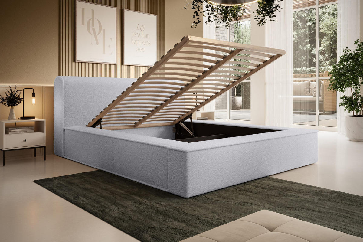 POLSTERBETT aus Polstermaterial Pedrosa 160x200 cm, Hellgrau - Hellgrau, Textil (160/200cm) - Fedve