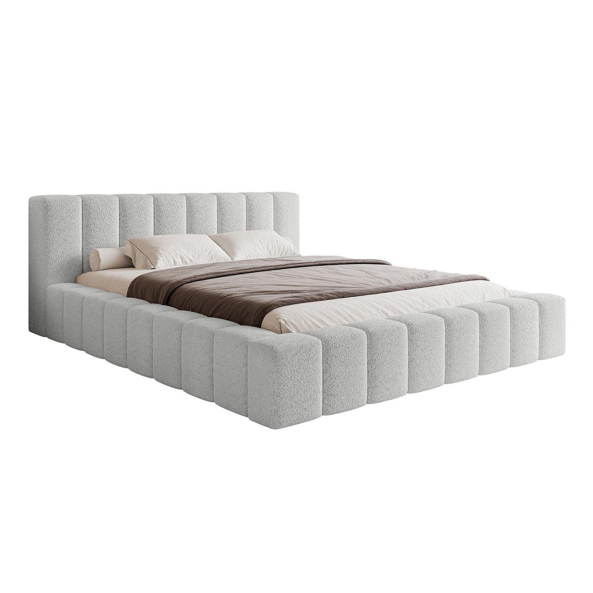 POLSTERBETT OMENO 200x200 cm, Grau - Grau, Textil (200/200cm) - Fedve