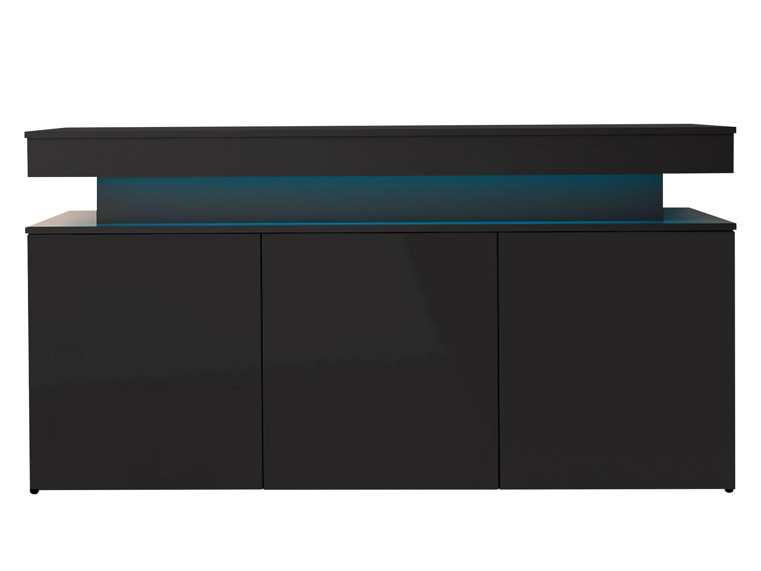 KOMMODE Glossa 3D 160 - Schwarz, Holzwerkstoff/Kunststoff (160/83/39cm) - MIRJAN24