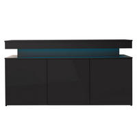 KOMMODE Glossa 3D 160 - Schwarz, Holzwerkstoff/Kunststoff (160/83/39cm) - MIRJAN24