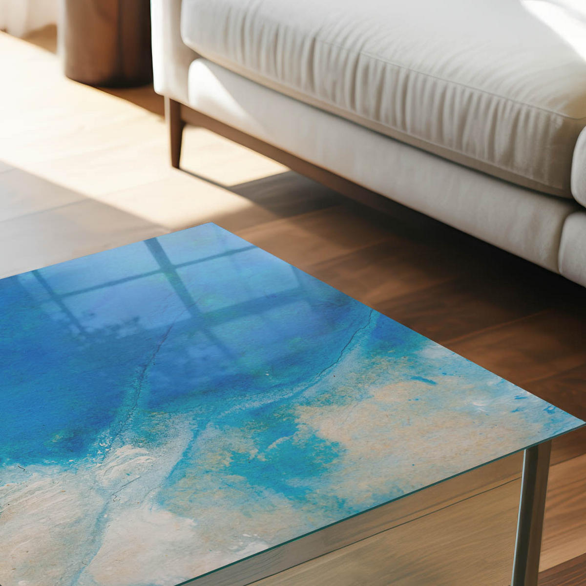GLASPLATTE 80x60 cm – Meerestiefen - Grau, Glas (0.4/80/60cm) - ArtPrintCave