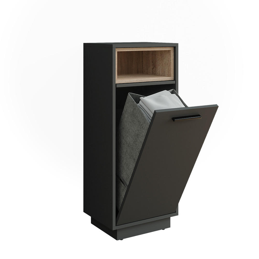 WÄSCHESCHRANK Beatrice Anthrazit/Sonoma 38 x 93 cm mit herausnehmbarer Innentasche - Anthrazit/Sonoma Eiche, Holzwerkstoff (38/93/30cm) - Vicco