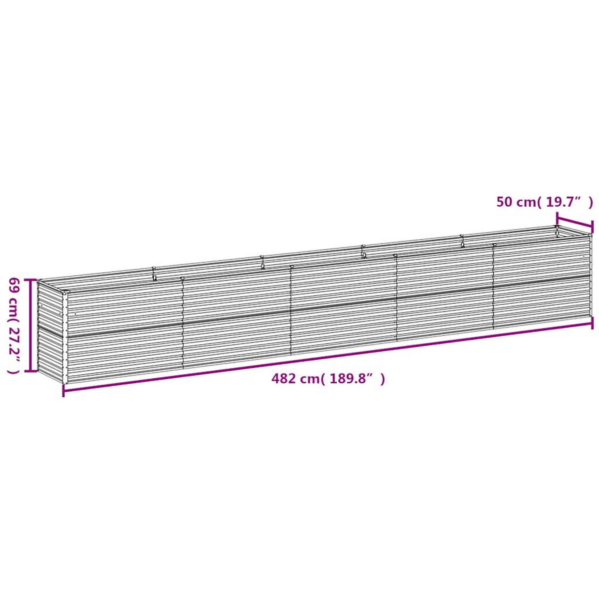 HOCHBEET 482/50/69 cm, aus Cortenstaal, Rostig - Braun, Metall (50/69/482cm) - vidaXL