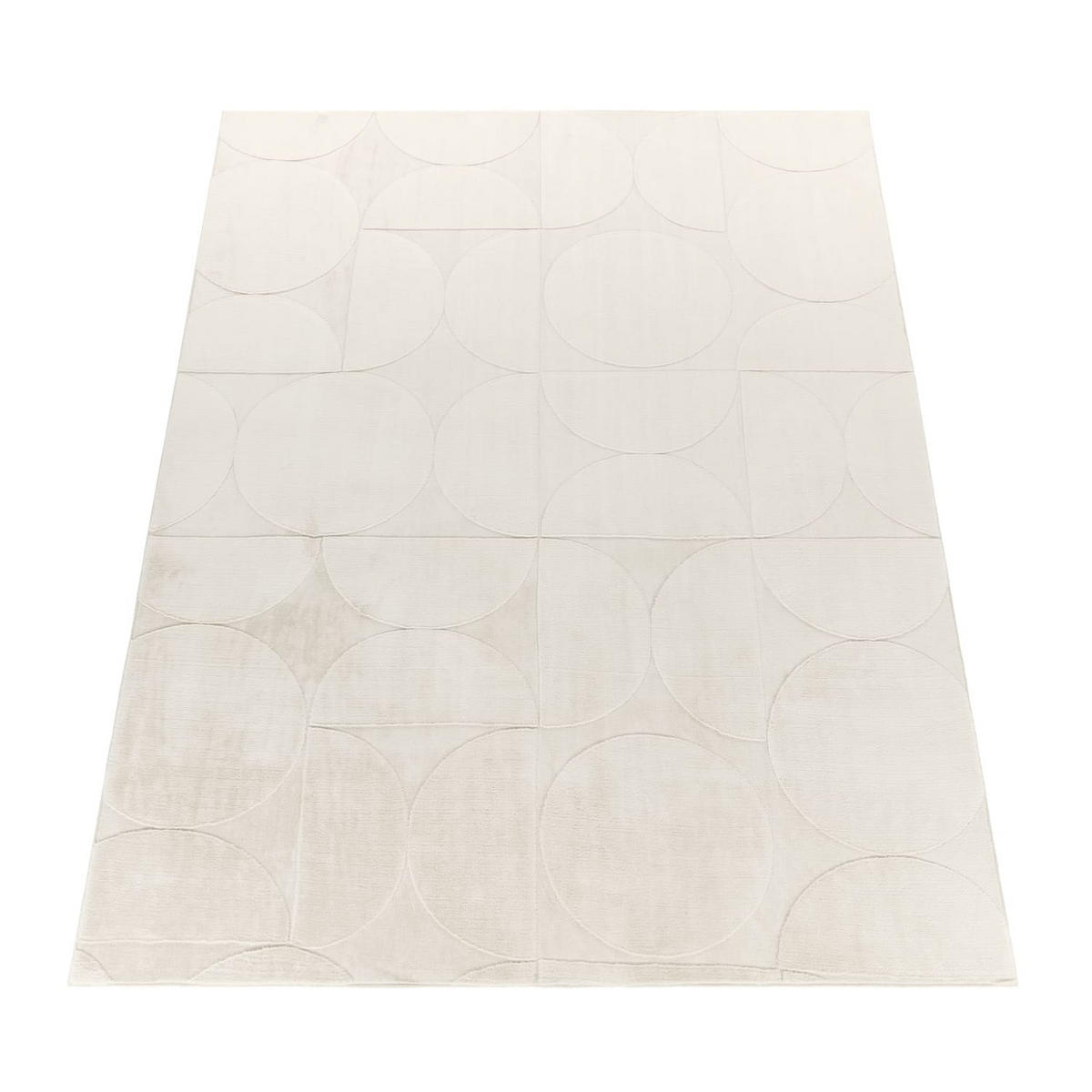 TEPPICH Kurzflor waschbar Unifarben Struktur Wohnzimmer schmutzabweisend Creme Rechteckig 80x150 - Creme, Textil (80/150cm) - KADIMA DESIGN