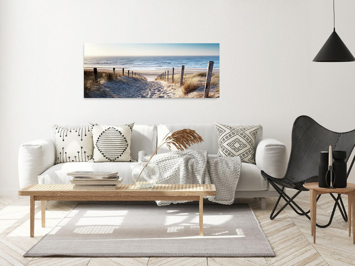 GLASBILD 125x50 cm Strand maritim - Beige, Glas (125/50cm) - artissimo