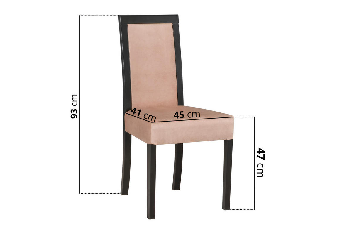 ESSZIMMERSTUHL - Set 4x Roma 3, schwarz, zetta 292  - Beige/Schwarz, Holz (45/93/41cm) - Leaf Design