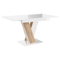 ESSTISCH Masiv - Weiß Hochglanz/Sonoma Eiche, Holzwerkstoff (80/120/76cm) - MIRJAN24