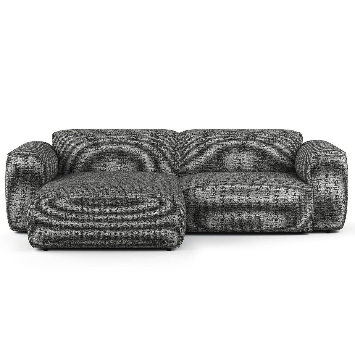 1,5-SITZER ECKSOFA mit Longchair - Schwarz/Grau, Kunststoff/Textil (260/173cm) - home24