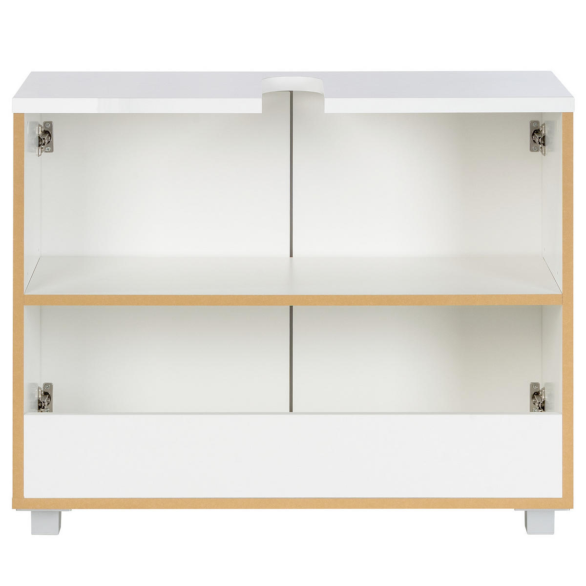 WASCHBECKENUNTERSCHRANK - Hochglanz Weiß / Matt Weiß - Weiß, Holzwerkstoff (80/67/32cm) - home24