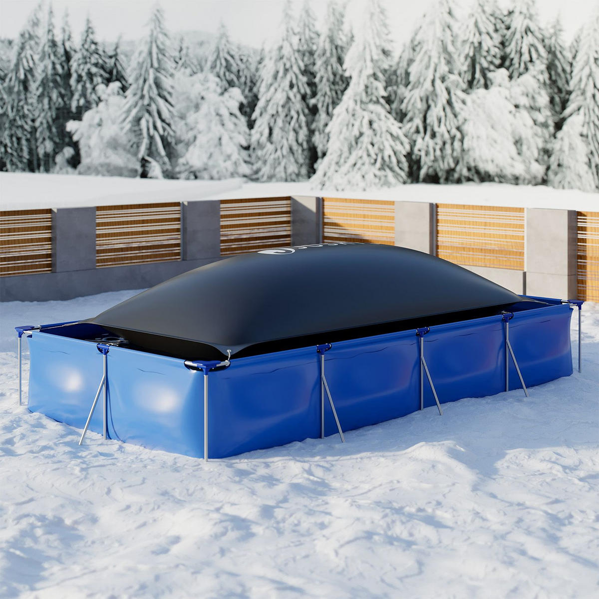 POOLKISSEN Viereckig 2x4 Meter aufblasbar - Schwarz, Kunststoff (190/382cm) - Juskys