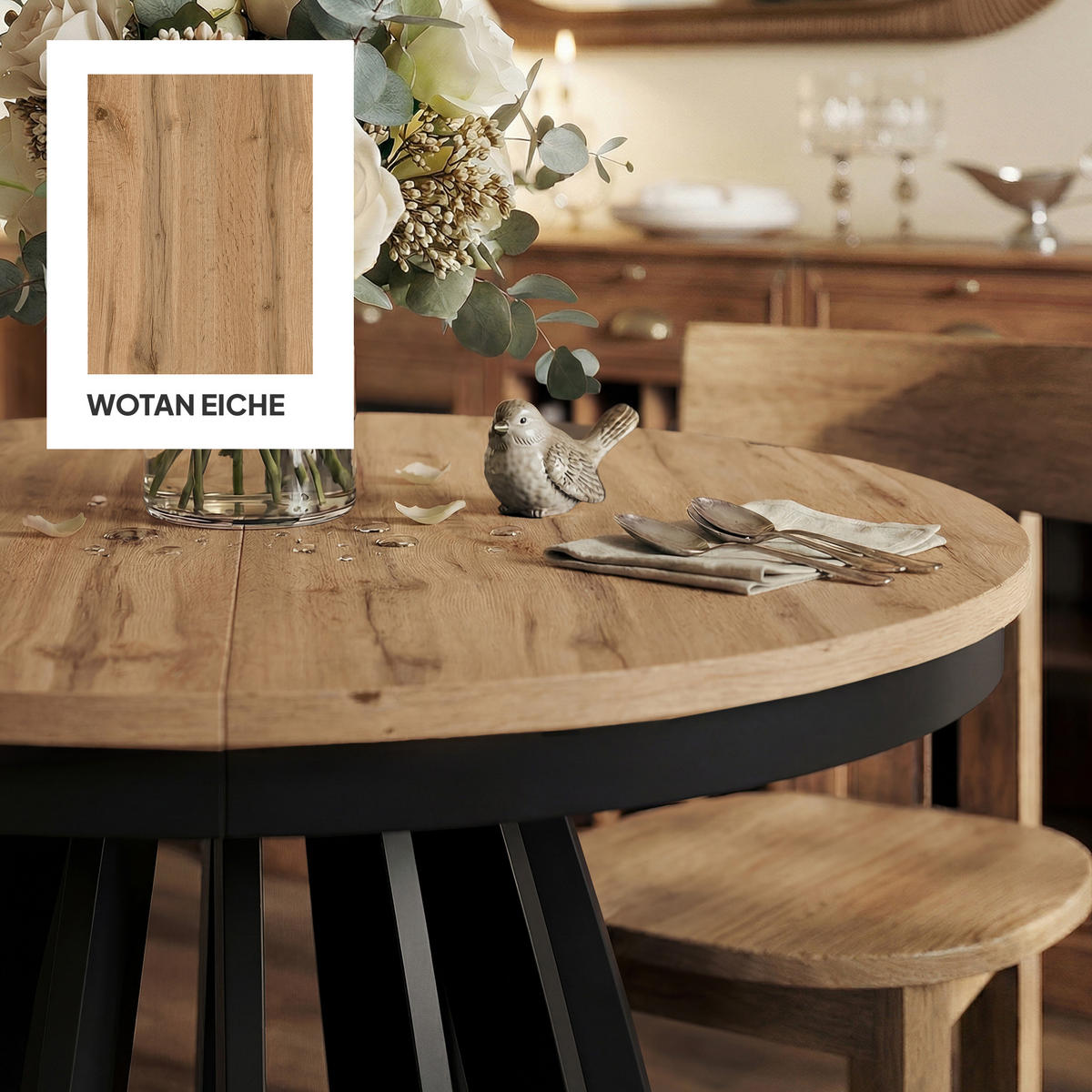 AUSZIEHTISCH VENO 100-180/76 cm Schwarz / Wotan-Eiche - Schwarz, Holzwerkstoff (100/100/76cm) - Idohome