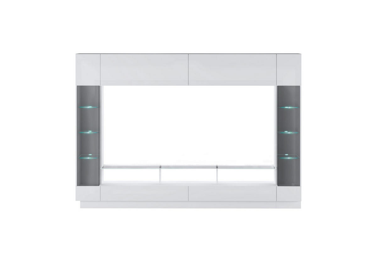 WOHNWAND BLAKE 213/38/186 cm Weiß Hochglanz/Antisol mit LED - Weiß, Holzwerkstoff (213/186/38cm) - Lookway