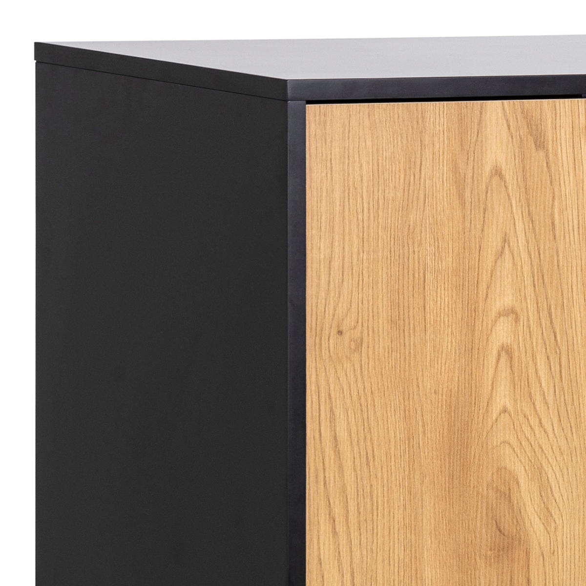 KOMMODE - Wildeiche Dekor / Schwarz - Braun, Holzwerkstoff/Metall (80/103/40cm) - home24