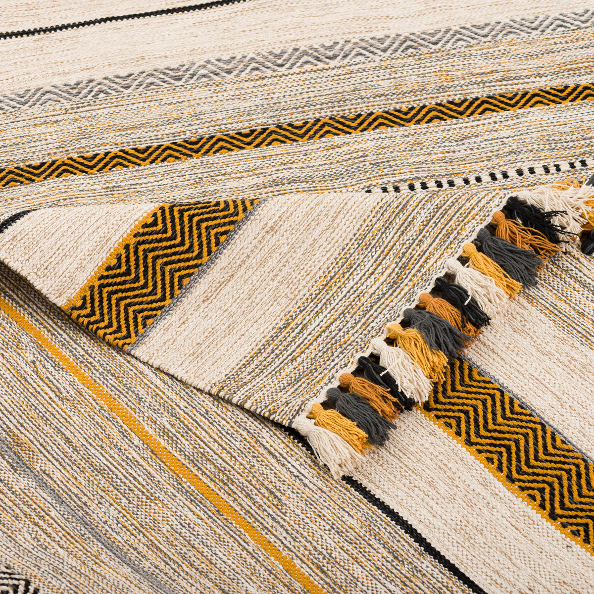 NATUR TEPPICH KELIM KALLEEN - Currygelb, Textil (90/160cm) - Pergamon