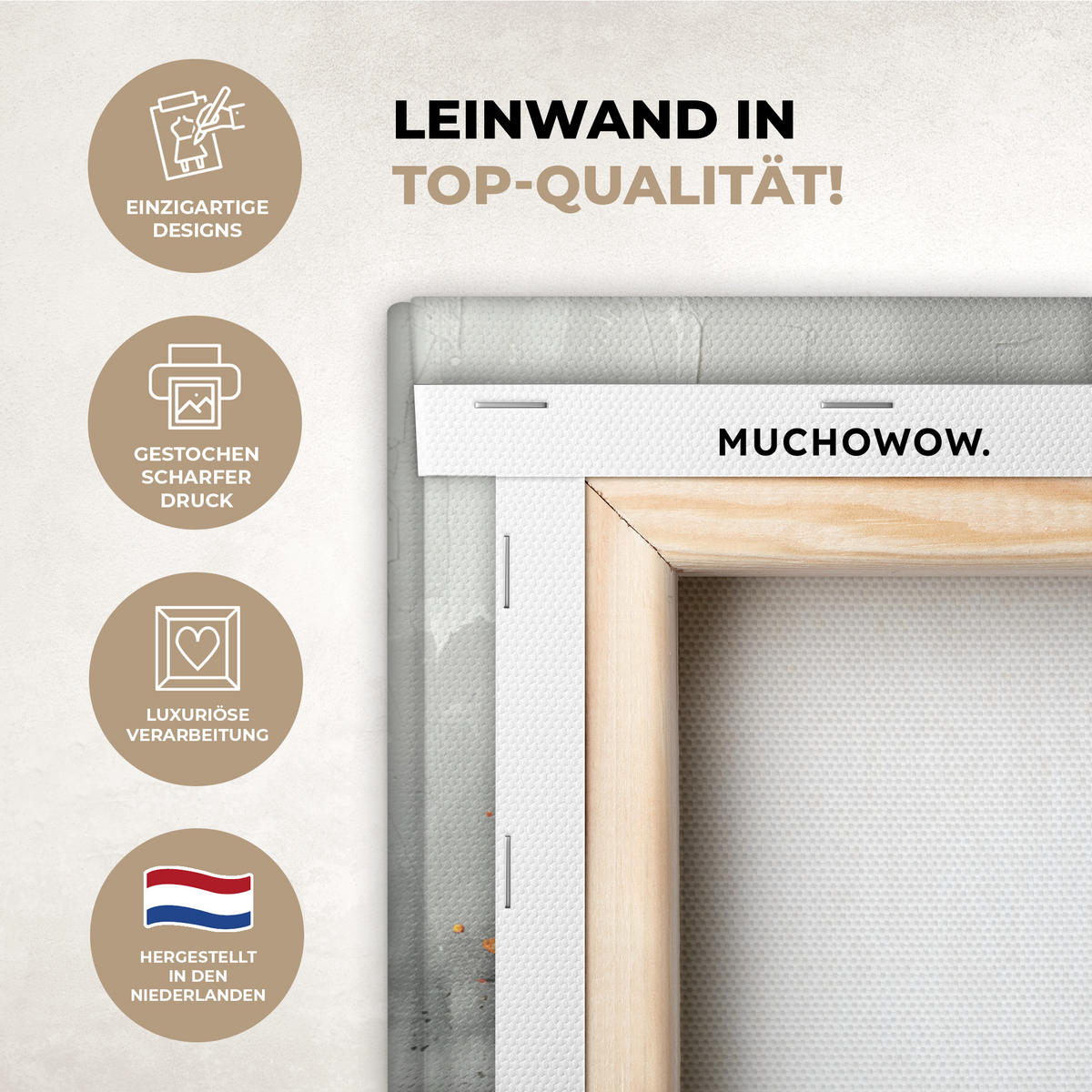 LEINWANDBILD Moderne Kunst - Orange - Grau - Abstrakt Gemälde 60x40 cm - Hellgrau, Textil (60/40cm) - MuchoWow