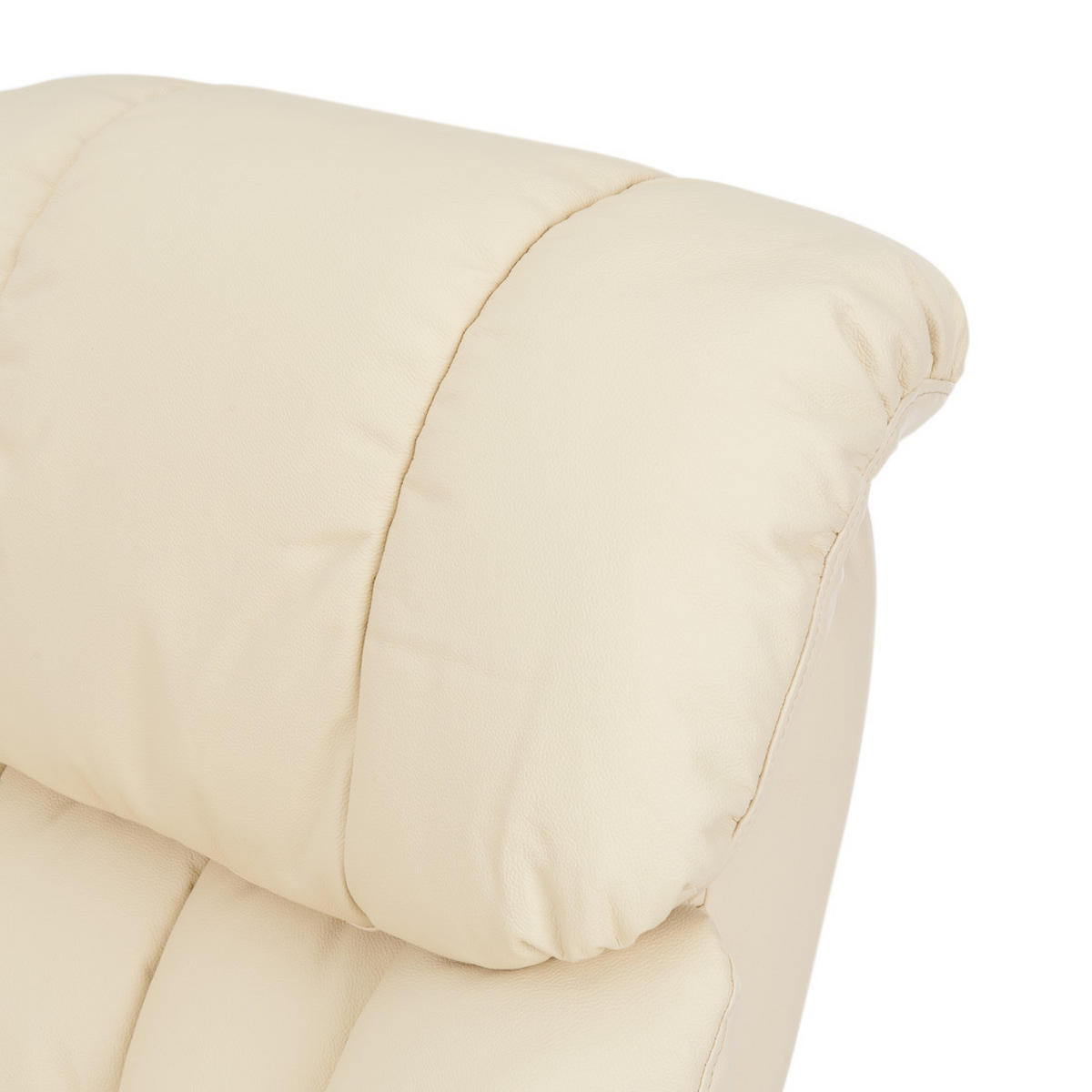 RELAXSESSEL mit Hocker - Echtleder / Kunstleder - Creme/Braun, Leder/Birkenholz (90/104/91cm) - home24