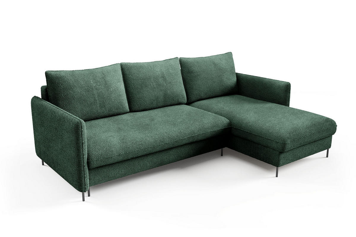 ECKSOFA Belis Boucle in Grün, Schlafsofa - Grün, Holzwerkstoff/Textil (216/165cm) - Bettso
