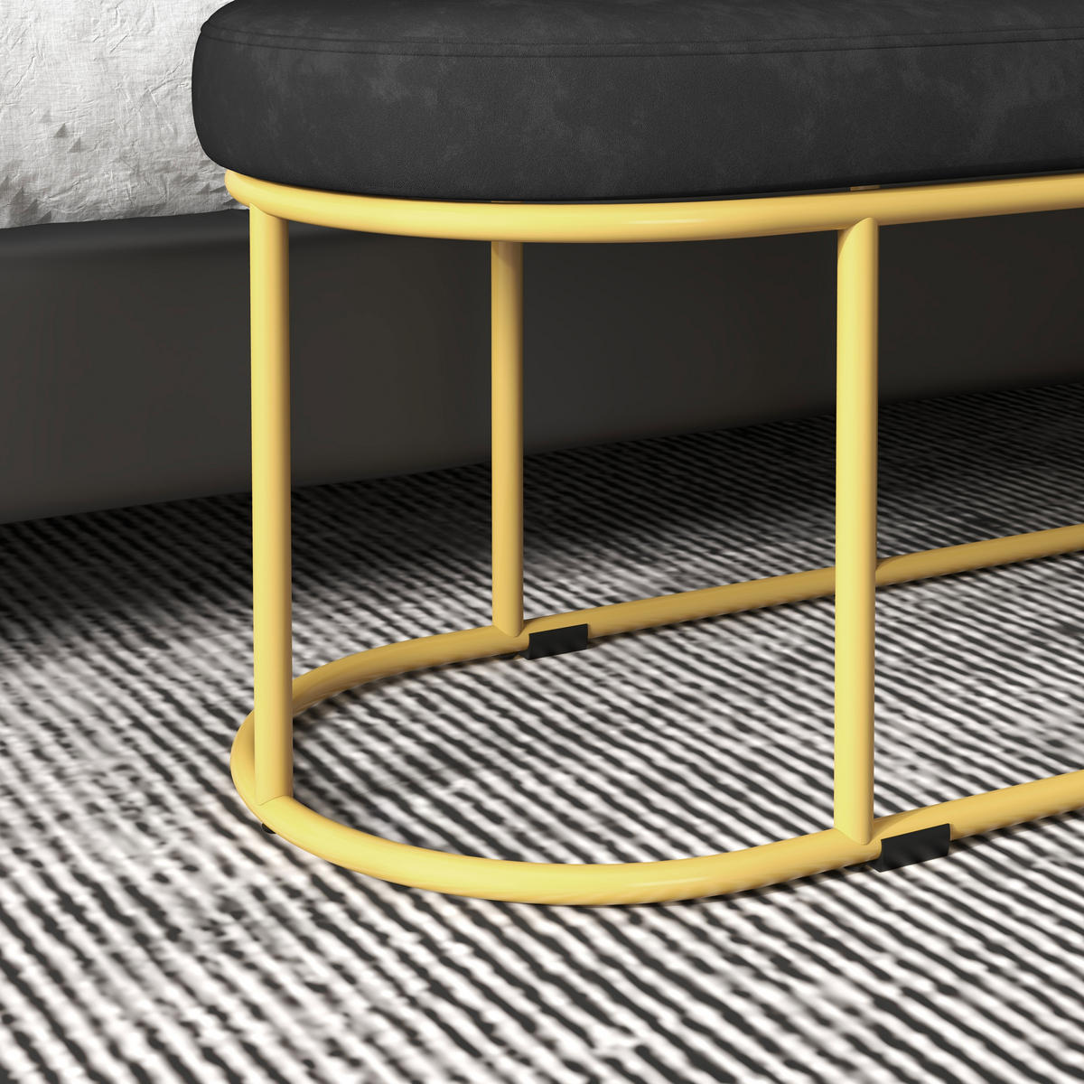 SITZBANK, Bettbank, Polsterbank mit Samtoptik, Schminkbank für Schlafzimmer - Schwarz, Kunststoff (37/43/100cm) - HOMCOM