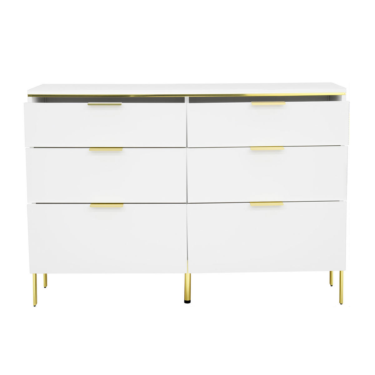 SIDEBOARD 120/40/85,5 cm mit 6 Schubladen und Hochglanzfronten, Weiß - Weiß, Holzwerkstoff (120/85.5/40cm) - Redom