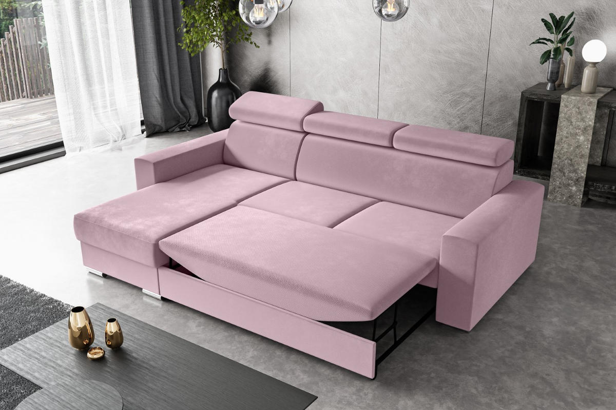 ECKSOFA in L-Form Corner Sofa Bett Eckcouch Couch Wohnlandschaft Cauchsofa FIX - 242x168 cm Rosa - Rosa, Holzwerkstoff/Kunststoff (242/168cm) - ALTDECOR