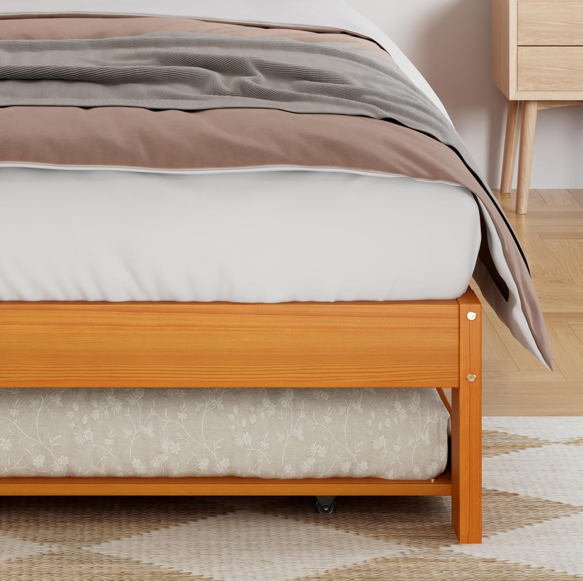 FUNKTIONSBETT aus Kiefer 90x200 cm Natur mit Ausziehbett 90x190 cm - Naturfarben, Holz (90/200cm) - IVMEU
