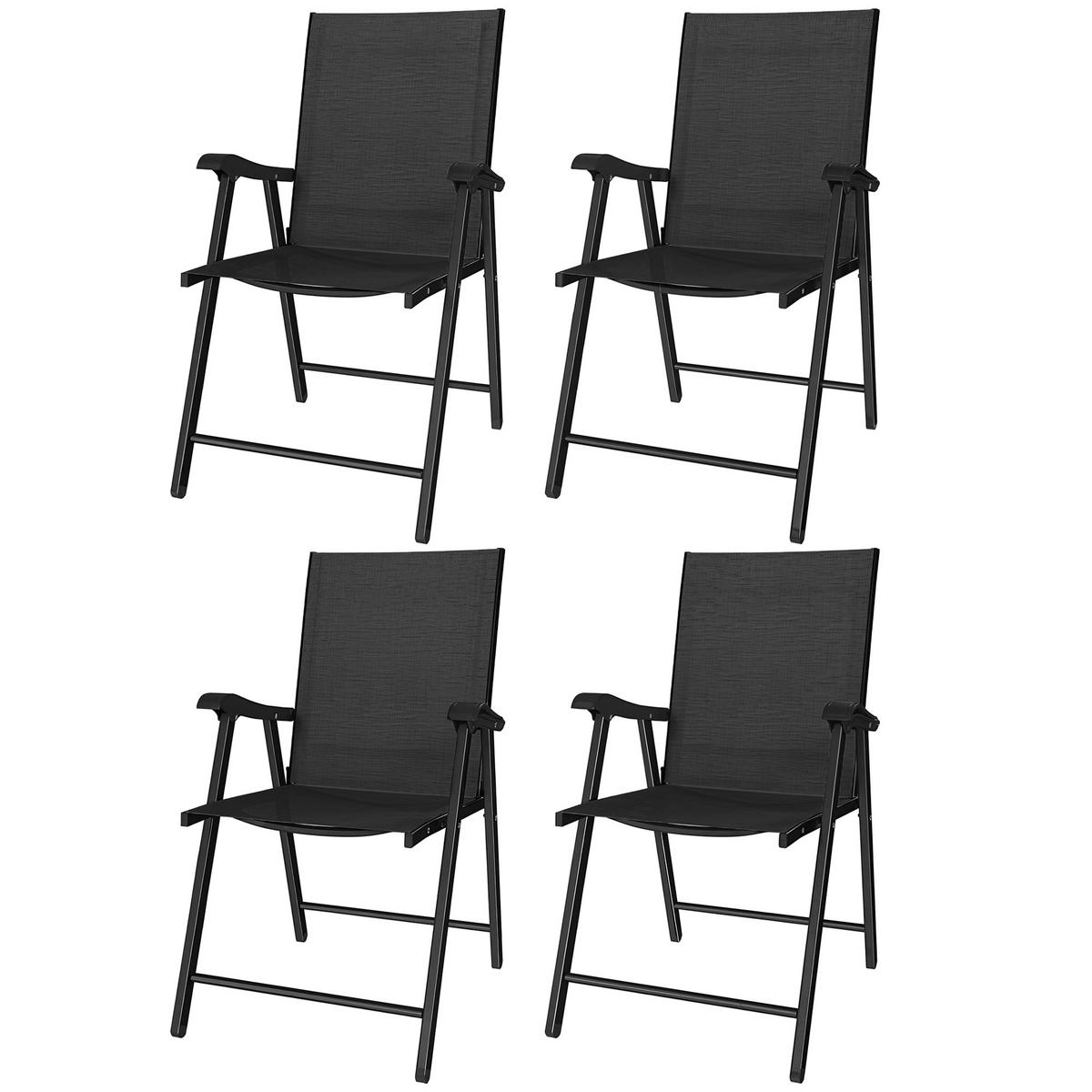 GARTENSTUHL DE-17798 4er Set klappbar mit hoher Rückenlehne Schwarz - Schwarz, Metall (58/97/62cm) - ComfortXL