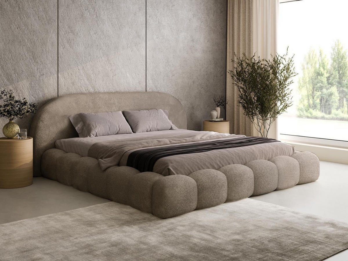 POLSTERBETT Metallrahmen 180x200 Hellbraun OMBIS - Hellbraun, Holzwerkstoff (180/200cm) - Compleo24