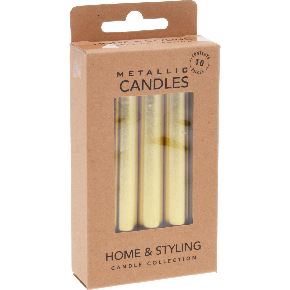 TISCHKERZEN Metall aus Paraffin 1,2/1,2/10 cm - Goldfarben, Paraffin (1.2/10/1.2cm) - Home Styling Collection