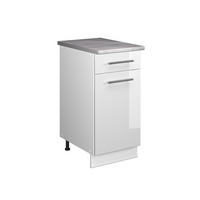 SPODNÍ SKŘÍŇKA PRO DŘEZ/VARNOU DESKU Fame-Line, Bílá vysoký lesk/Bílá, 40 cm, PD Mramor - bílá/vysoce lesklá bílá, kompozitní dřevo (40/82/60cm) - Vicco