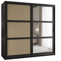 SCHWEBETÜRENSCHRANK 200/180/62 2-türig - Schwarz, Holz/Kunststoff (180/200/62cm) - MÖBEL KRYSPOL